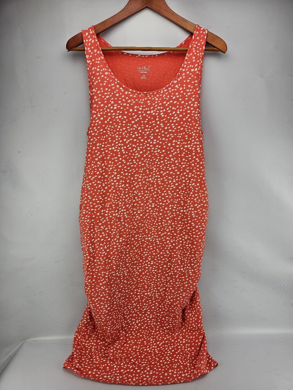 Isabel Maternity Ingrid & Isabel Sleeveless Tank Long Dress Coral Dot Size XXL